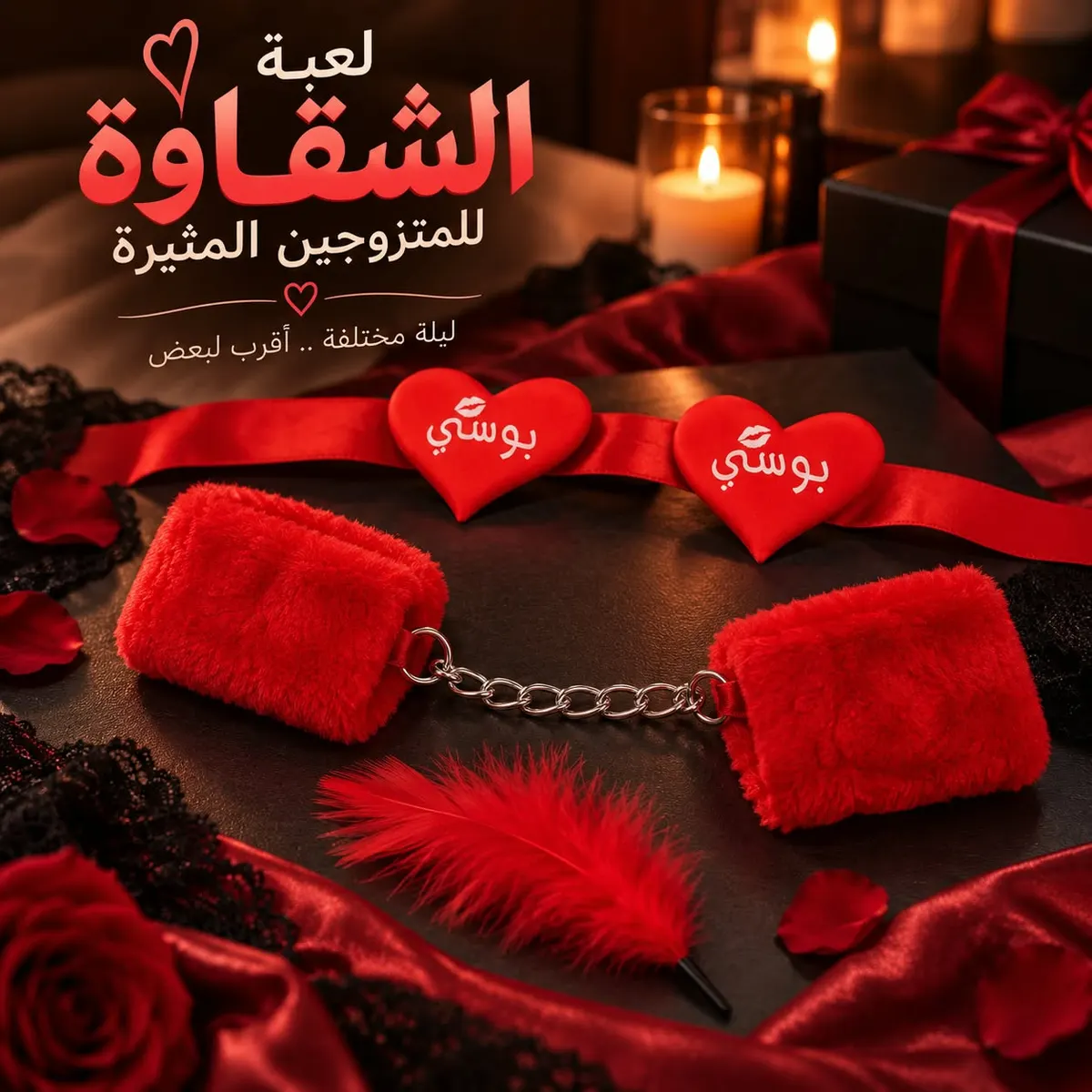 طقم الشقاوة كلابشات وريشة صغيرة وغماية عيون ستان - صورة 2 - بيربل كريستالز